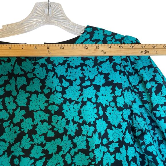 Vintage Lanz Midi Fit & Flare Dress 12 Green Floral Open Back Retro Coquette - Picture 8 of 14